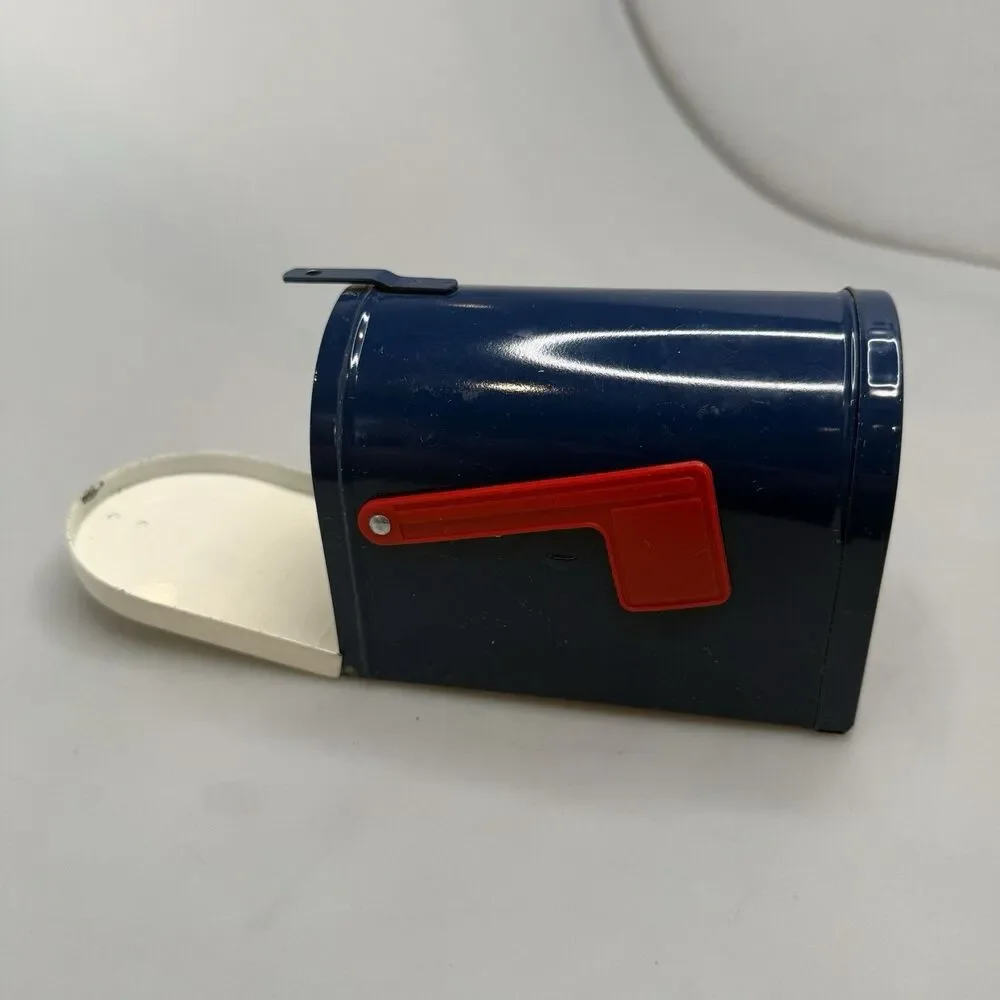 Vintage MidCentury USPS Tin Litho Bank,House Mailbox Design W/Flag-Very Good